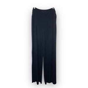 Susan Lawrence Black Wide Leg Stretchy Pull On Palazzo Pants Fluid Knit Y2K XL